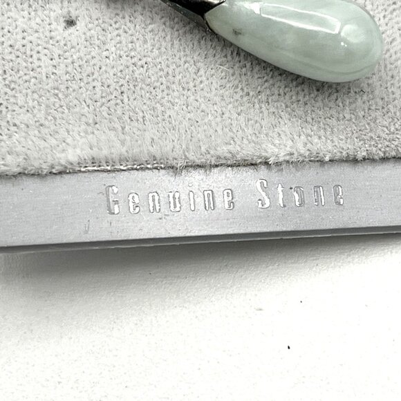 Sterling Silver Chinese Green Jade Torpedo Dangle Pierced Earrings New - Picture 4 of 8